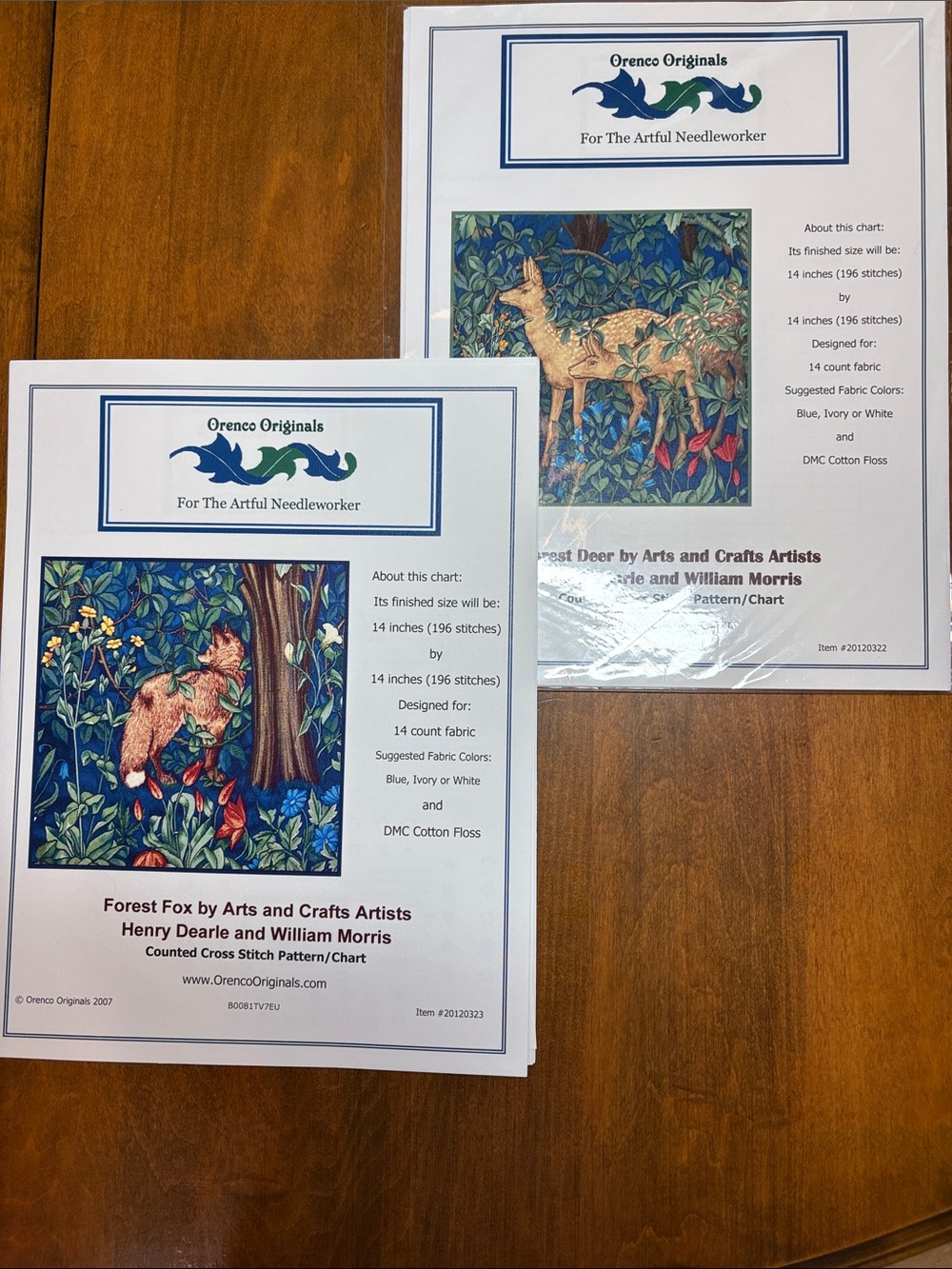 Set of 2 Orenco Originals Forest Fox & Forest Deer Cross Stitch Charts